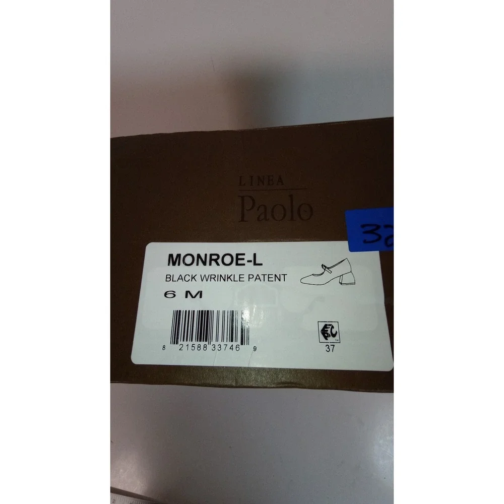 Linea Paolo Monroe Black Patent Leather Mary Jane Block Heel Square Toe 6 M